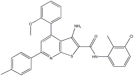 3-amino-N-(3-chloro-2-methylphenyl)-4-(2-methoxyphenyl)-6-(4-methylphenyl)thieno[2,3-b]pyridine-2-carboxamide Struktur