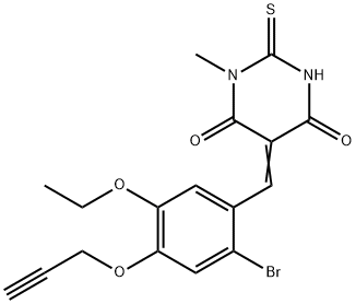 5-[2-bromo-5-ethoxy-4-(2-propynyloxy)benzylidene]-1-methyl-2-thioxodihydro-4,6(1H,5H)-pyrimidinedione Struktur