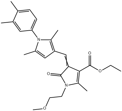 ethyl 4-{[1-(3,4-dimethylphenyl)-2,5-dimethyl-1H-pyrrol-3-yl]methylene}-1-(2-methoxyethyl)-2-methyl-5-oxo-4,5-dihydro-1H-pyrrole-3-carboxylate Struktur