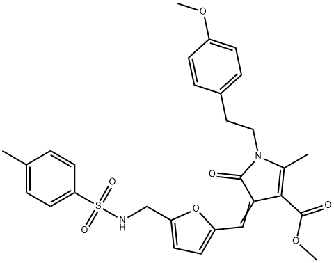 methyl 1-[2-(4-methoxyphenyl)ethyl]-2-methyl-4-{[5-({[(4-methylphenyl)sulfonyl]amino}methyl)-2-furyl]methylene}-5-oxo-4,5-dihydro-1H-pyrrole-3-carboxylate Struktur