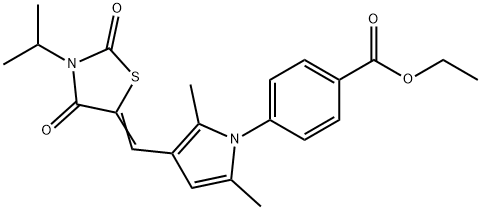 ethyl 4-{3-[(3-isopropyl-2,4-dioxo-1,3-thiazolidin-5-ylidene)methyl]-2,5-dimethyl-1H-pyrrol-1-yl}benzoate Struktur