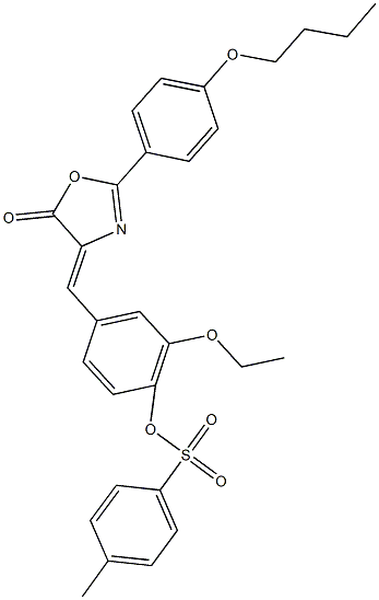 4-[(2-(4-butoxyphenyl)-5-oxo-1,3-oxazol-4(5H)-ylidene)methyl]-2-ethoxyphenyl 4-methylbenzenesulfonate Struktur