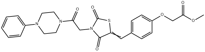 methyl [4-({2,4-dioxo-3-[2-oxo-2-(4-phenylpiperazin-1-yl)ethyl]-1,3-thiazolidin-5-ylidene}methyl)phenoxy]acetate Struktur