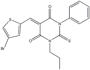 5-[(4-bromothien-2-yl)methylene]-1-phenyl-3-propyl-2-thioxodihydropyrimidine-4,6(1H,5H)-dione Struktur