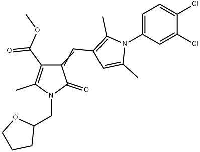 methyl 4-{[1-(3,4-dichlorophenyl)-2,5-dimethyl-1H-pyrrol-3-yl]methylene}-2-methyl-5-oxo-1-(tetrahydro-2-furanylmethyl)-4,5-dihydro-1H-pyrrole-3-carboxylate Struktur