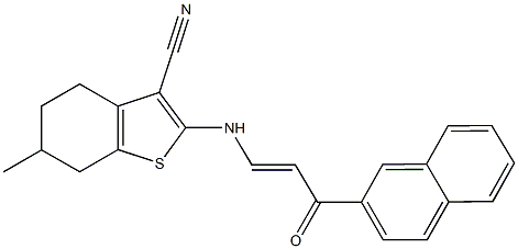 6-methyl-2-{[3-(2-naphthyl)-3-oxo-1-propenyl]amino}-4,5,6,7-tetrahydro-1-benzothiophene-3-carbonitrile Struktur