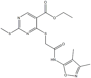 ethyl 4-({2-[(3,4-dimethyl-5-isoxazolyl)amino]-2-oxoethyl}sulfanyl)-2-(methylsulfanyl)-5-pyrimidinecarboxylate Struktur