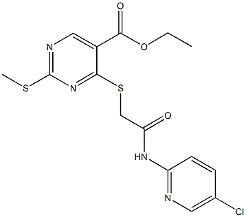 ethyl 4-({2-[(5-chloro-2-pyridinyl)amino]-2-oxoethyl}sulfanyl)-2-(methylsulfanyl)-5-pyrimidinecarboxylate Struktur