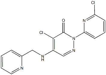 4-chloro-2-(6-chloro-2-pyridinyl)-5-[(2-pyridinylmethyl)amino]-3(2H)-pyridazinone Struktur