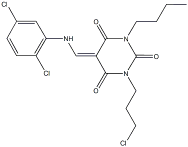 1-butyl-3-(3-chloropropyl)-5-[(2,5-dichloroanilino)methylene]-2,4,6(1H,3H,5H)-pyrimidinetrione Struktur