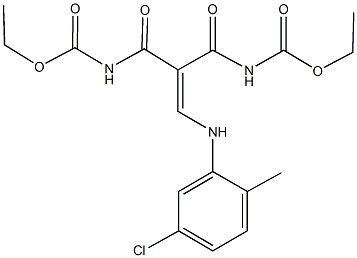 ethyl 3-(5-chloro-2-methylanilino)-2-{[(ethoxycarbonyl)amino]carbonyl}acryloylcarbamate Struktur