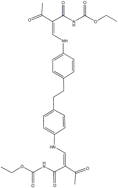 ethyl 2-acetyl-3-[4-(2-{4-[(2-{[(ethoxycarbonyl)amino]carbonyl}-3-oxo-1-butenyl)amino]phenyl}ethyl)anilino]acryloylcarbamate Struktur