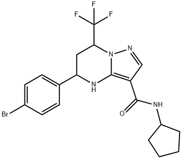 5-(4-bromophenyl)-N-cyclopentyl-7-(trifluoromethyl)-4,5,6,7-tetrahydropyrazolo[1,5-a]pyrimidine-3-carboxamide Struktur