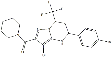 5-(4-bromophenyl)-3-chloro-2-(1-piperidinylcarbonyl)-7-(trifluoromethyl)-4,5,6,7-tetrahydropyrazolo[1,5-a]pyrimidine Struktur