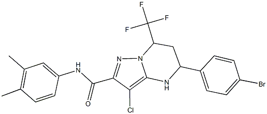 5-(4-bromophenyl)-3-chloro-N-(3,4-dimethylphenyl)-7-(trifluoromethyl)-4,5,6,7-tetrahydropyrazolo[1,5-a]pyrimidine-2-carboxamide Struktur