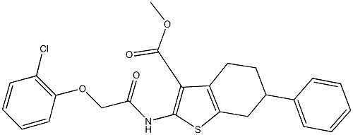 methyl 2-{[(2-chlorophenoxy)acetyl]amino}-6-phenyl-4,5,6,7-tetrahydro-1-benzothiophene-3-carboxylate Struktur