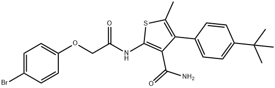 2-{[(4-bromophenoxy)acetyl]amino}-4-(4-tert-butylphenyl)-5-methyl-3-thiophenecarboxamide Struktur