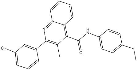 2-(3-chlorophenyl)-N-(4-ethylphenyl)-3-methyl-4-quinolinecarboxamide Struktur