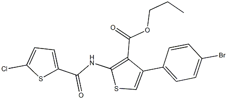 propyl 4-(4-bromophenyl)-2-{[(5-chloro-2-thienyl)carbonyl]amino}-3-thiophenecarboxylate Struktur