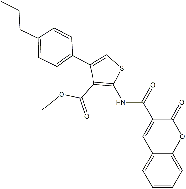 methyl 2-{[(2-oxo-2H-chromen-3-yl)carbonyl]amino}-4-(4-propylphenyl)-3-thiophenecarboxylate Struktur