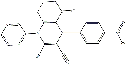 2-amino-4-{4-nitrophenyl}-5-oxo-1-(3-pyridinyl)-1,4,5,6,7,8-hexahydro-3-quinolinecarbonitrile Struktur