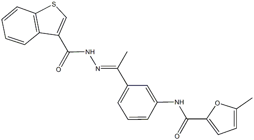 N-{3-[N-(1-benzothien-3-ylcarbonyl)ethanehydrazonoyl]phenyl}-5-methyl-2-furamide Struktur