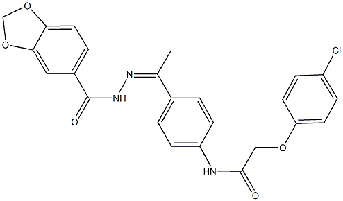 N-{4-[N-(1,3-benzodioxol-5-ylcarbonyl)ethanehydrazonoyl]phenyl}-2-(4-chlorophenoxy)acetamide Struktur