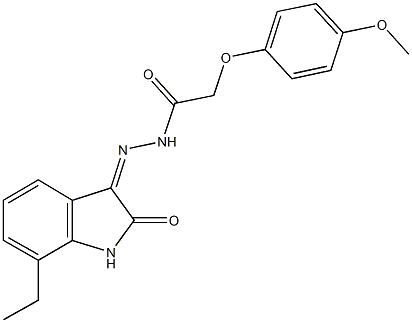 N'-(7-ethyl-2-oxo-1,2-dihydro-3H-indol-3-ylidene)-2-(4-methoxyphenoxy)acetohydrazide Struktur