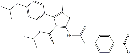 isopropyl 2-[({4-nitrophenyl}acetyl)amino]-4-(4-isobutylphenyl)-5-methyl-3-thiophenecarboxylate Struktur