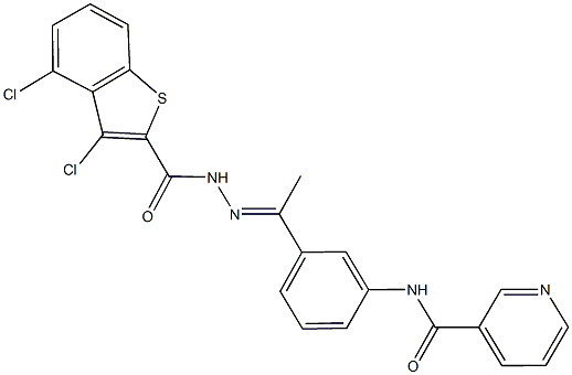 N-(3-{N-[(3,4-dichloro-1-benzothien-2-yl)carbonyl]ethanehydrazonoyl}phenyl)nicotinamide Struktur