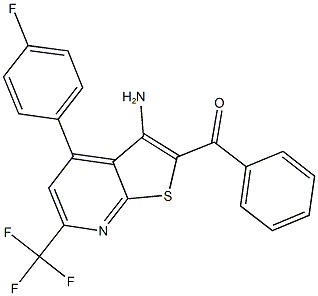 [3-amino-4-(4-fluorophenyl)-6-(trifluoromethyl)thieno[2,3-b]pyridin-2-yl](phenyl)methanone Struktur