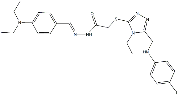 N'-[4-(diethylamino)benzylidene]-2-({4-ethyl-5-[(4-iodoanilino)methyl]-4H-1,2,4-triazol-3-yl}sulfanyl)acetohydrazide Struktur