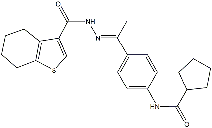 N-{4-[N-(4,5,6,7-tetrahydro-1-benzothien-3-ylcarbonyl)ethanehydrazonoyl]phenyl}cyclopentanecarboxamide Struktur