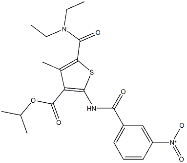 isopropyl 5-[(diethylamino)carbonyl]-2-({3-nitrobenzoyl}amino)-4-methyl-3-thiophenecarboxylate Struktur