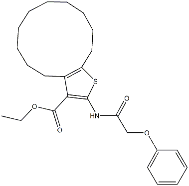 ethyl 2-[(phenoxyacetyl)amino]-4,5,6,7,8,9,10,11,12,13-decahydrocyclododeca[b]thiophene-3-carboxylate Struktur