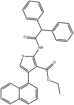 ethyl 2-[(diphenylacetyl)amino]-4-(1-naphthyl)thiophene-3-carboxylate Struktur