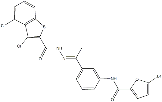 5-bromo-N-(3-{N-[(3,4-dichloro-1-benzothien-2-yl)carbonyl]ethanehydrazonoyl}phenyl)-2-furamide Struktur