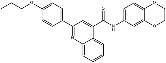 N-(2,3-dihydro-1,4-benzodioxin-6-yl)-2-(4-propoxyphenyl)-4-quinolinecarboxamide Struktur