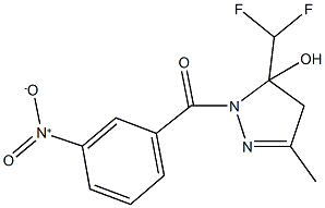 5-(difluoromethyl)-1-{3-nitrobenzoyl}-3-methyl-4,5-dihydro-1H-pyrazol-5-ol Struktur