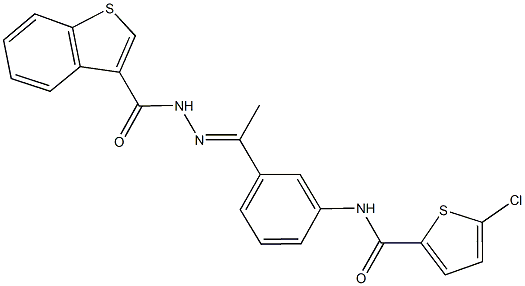 N-{3-[N-(1-benzothien-3-ylcarbonyl)ethanehydrazonoyl]phenyl}-5-chloro-2-thiophenecarboxamide Struktur