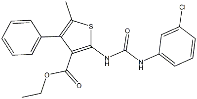 ethyl 2-{[(3-chloroanilino)carbonyl]amino}-5-methyl-4-phenyl-3-thiophenecarboxylate Struktur