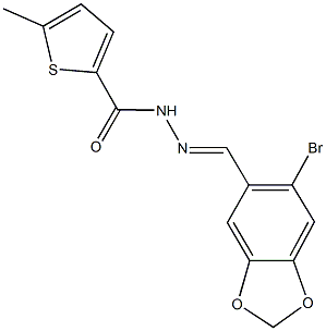 N'-[(6-bromo-1,3-benzodioxol-5-yl)methylene]-5-methyl-2-thiophenecarbohydrazide Struktur