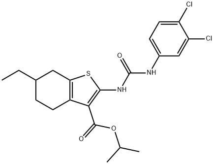 isopropyl 2-{[(3,4-dichloroanilino)carbonyl]amino}-6-ethyl-4,5,6,7-tetrahydro-1-benzothiophene-3-carboxylate Struktur