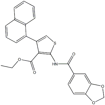 ethyl 2-[(1,3-benzodioxol-5-ylcarbonyl)amino]-4-(1-naphthyl)thiophene-3-carboxylate Struktur