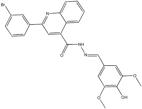 2-(3-bromophenyl)-N'-(4-hydroxy-3,5-dimethoxybenzylidene)-4-quinolinecarbohydrazide Struktur