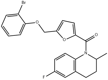 2-bromophenyl {5-[(6-fluoro-2-methyl-3,4-dihydro-1(2H)-quinolinyl)carbonyl]-2-furyl}methyl ether Struktur