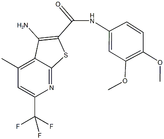 3-amino-N-(3,4-dimethoxyphenyl)-4-methyl-6-(trifluoromethyl)thieno[2,3-b]pyridine-2-carboxamide Struktur