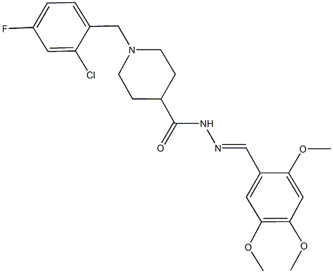 1-(2-chloro-4-fluorobenzyl)-N'-(2,4,5-trimethoxybenzylidene)-4-piperidinecarbohydrazide Struktur