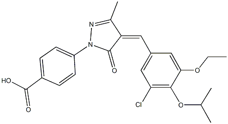 4-[4-(3-chloro-5-ethoxy-4-isopropoxybenzylidene)-3-methyl-5-oxo-4,5-dihydro-1H-pyrazol-1-yl]benzoic acid Struktur