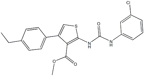 methyl 2-{[(3-chloroanilino)carbonyl]amino}-4-(4-ethylphenyl)-3-thiophenecarboxylate Struktur